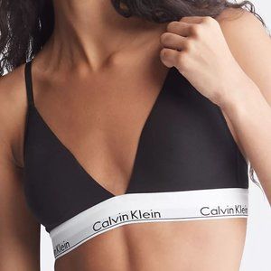 Calvin Klein Black Modern Cotton Lightly Lined Triangle Wireless Bralette